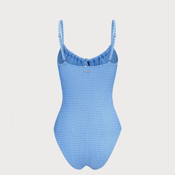 Berlook Blue Plaid Drawstring One-Piece Swimsuit - Picture 6 of 8